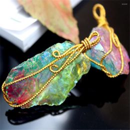 Pendant Necklaces Wholesale 6pc/lot Natural Stone Multi Irregular Handmade Necklace Copper Wire DIY