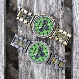 Wristwatches Relogio Masculino BOBO BIRD Wood Mens Watches Top Stylish Chronograph Military Watch For Man OEM