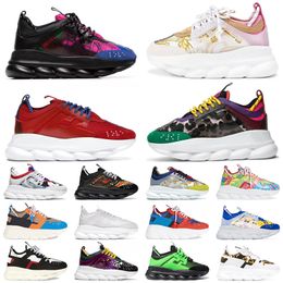 Chain Reaction Reflective Platform Sneakers - Designer 80s casual classics trainers for Men and Women in Black, White, Multi-Color Suede, Red, Blue, Fluo, Tan - Luxury Barocco T