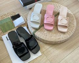 Designer Slide Slippers Sandals Flat Summer luxury Slides Women Rubber Leather Loafers Ladies Fashion Heightening Sliders Scuffs Sandal size 35-40