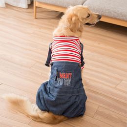 Rompers Denim Pet Overalls Large Dogs Clothes Cotton With Brushes Winter Warm Dog Clothing Jumpsuit For Big Dog Labrador Pets Jeans