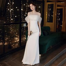 Ethnic Clothing 2023 Autumn French Evening Dress Fairy Banquet Temperament Celebrity White Fishtail Long Host
