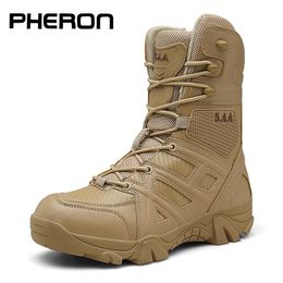 Safety Shoes Men High Quality Brand Military Leather Boots Special Force Tactical Desert Combat Men's Boots Outdoor Shoes Ankle Boots Zapatos 230505