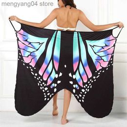 Women's Swimwear Sexy Butterfly Print Cover Up Swimwear Women Dress Summer Tunic Bikini Bath Sarong Wrap Skirt Swimsuit Elegant Lady Beachwear T230505