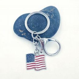 Keychains 1pcs Vintage Enamel American Flag Charm Keychain Gifts Fit Key Chains Accessories Jewelry 1691
