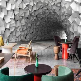 Wallpapers Custom 3D Geometric Blocks Space Wall Murals Industrial Decor Cement Background Paper Modern Abstract Mural Wallpaper