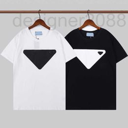 Men's T-Shirts Designer Mens Womens T Shirts Triangle label letters Man Paris Fashion T-shirt Top Quality Tees Street Short Sleeve luxurys Tshirts white black EA7R