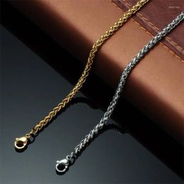 Chains 2023 Punk Style Men's Fashion Jewellery 3mm Stainless Steel Flower Basket Chain Necklace 60cm Gold Colour Long Link Box