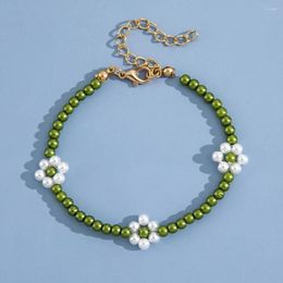 Charm Bracelets Aprilwell Bohemian Green Beaded Bracelet For Women Simple Aesthetic Cute Flower 2023 Trendy Chains Clothing Jewellery Female