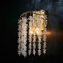 Wall Lamp Modern Crystal Bedroom Bedside French Living Room Background Creative Tassel Decorative Lighting