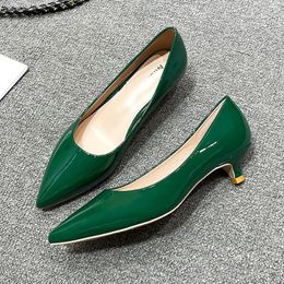 Dress Shoes Women Low Small High Heels Shoes Brief Japanned Leather Pumps Big Size 41/42/43 Ladies Work Office Shoes Bridal Chaussures Femme 230505