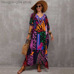 Women's Swimwear Plus Size Bathing Suit Cover Up Colorful Caftan Dress for Women Long Bikini Swimwear Beach Outfits Vestidos T230505