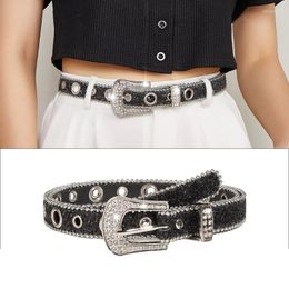 Belts Punk Woman Locomotive Full Diamond Waist Western Cowgirl Y2K Girls Fashion Belt For Jeans Drop