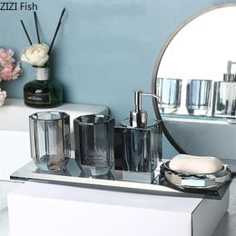 Sets Crystal Glass Bathroom Kit Couple Mouthwash Cup Tray Wash Set Press Soap Dispenser Light Luxury Home Bathroom Accessories Set