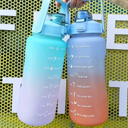 water bottle 2 Litres Water Bottle Motivational Drinking Bottle Sports Water Bottle With Time Marker Stickers Portable Reusable Plastic Cups P230324 good