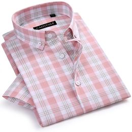 Men's Casual Shirts Men's Multi-Color Checkered Plaid Short Sleeve Shirt Worn-in Comfortable Pure Cotton Thin Casual Standard-fit Button-down Shirts 230505
