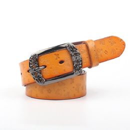 Belts Ladies Cowhide Belt Retro All-Match Embossed Butterfly Leather Pin Buckle Business Casual Factory Wholesale2023