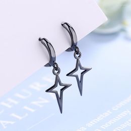 Hoop Earrings Girls' Simple Small Smooth Tiny Huggies With Hollow Cross Star Pendants Dangle Earring Cute Piercing Gifts