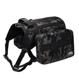 Harnesses Military Adjustable Dog Harness with Backpack Camouflage Nylon Dog Harness for Medium Large Dog Outdoor Training Dog Supplies