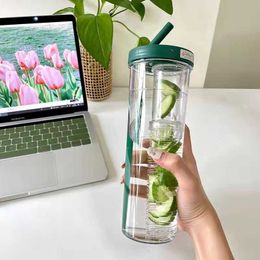 water bottle Cute Water Bottle With Foldable Straw 700ML Water Bottle Fruit Tea Built-in Filter Cup Portable Office Drinkware Outdoor Shaker P230324