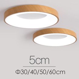 Ceiling Lights Curved Design Wood Grain Lamps Modern Round Led Light For Bedroom Living Room Dining Dia30/40/50/60CM