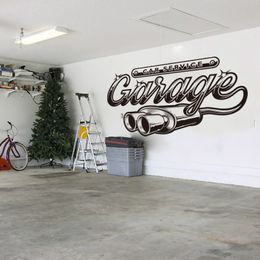 Wallpapers Retro Car Service Garage Wall Sticker Exhaust Pipe Classic Auto Repair Service Shop Wall Decal Vinyl Decoration 230505