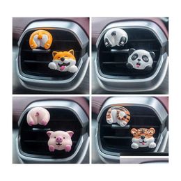 Interior Decorations Aromatherapy Freshener Cute Clip Charm Odour Eliminator Cartoon Tiger Panda Pig Dog Decor Vent Wrap Air P230427 Dhzgo