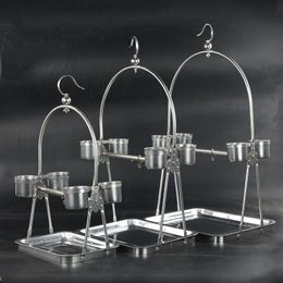 Toys Stainless Steel Parrot Stand Holder / Bird Cage Shelf Rack Contains Bangle portable Decorativas Hot Sale