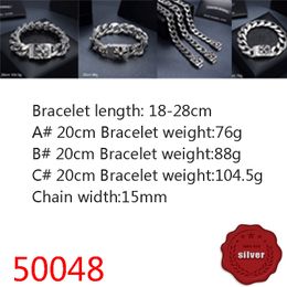 50048 Hip Hop S925 Sterling Silver Bracelet Punk Style Personalized Youth Dominant Cross Flower Letter Jewelry Couple Popular Accessories