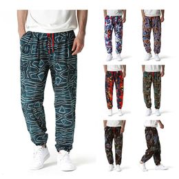 Pants New Fashion Casual Hiphop Trend Culture Street Cotton Linen Printed Men's Bloomers pants men