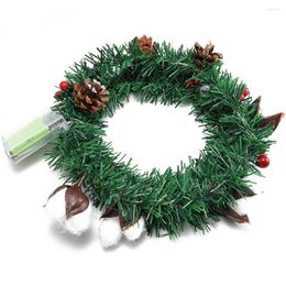 Decorative Flowers Artificial Christmas Rattan DIY Garland Wreath Xmas Tree Hanging Ornaments String Lights With Simulation Cotton Pine Cone