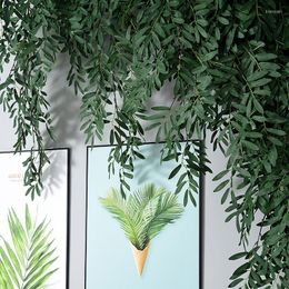 Decorative Flowers 130cm Artificial Olive Leaf Branches Wall Hanging Green Plants Rattan Plastic Vines Pastoral Fake Leaves