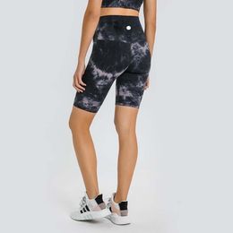 Women's LL Yoga Tie-dye Shorts Suit Align Sports High Waist Fifth Pants Running Gym Underwear Workout Leggings DK167