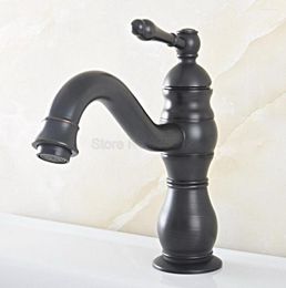 Bathroom Sink Faucets Black Oil Rubbed Bronze Basin Faucet Mixer Single Handle Tap Tsf817