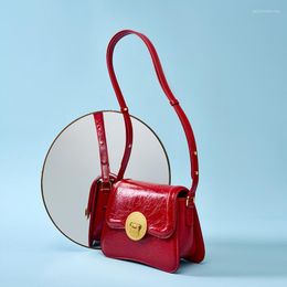 Evening Bags High Quality Genuine Leather Small Flap Bag Luxury Designer Cowhide Shoulder Brand Style Messenger Sac A Main Femme