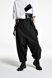 Men's Pants spring and autumn wide leg pants overalls loose men's casual large size suspenders Japanese Yamamoto wind 230428
