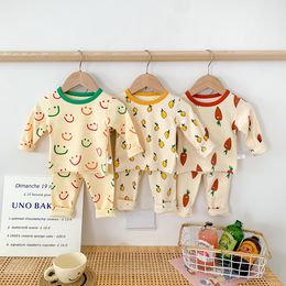 Clothing Sets Baby Clothing Set Children Home Suit Spring Baby Girls' Thermal Pajamas Set Boys Girls Two Piece Clothes Toppant 230505