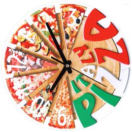 Wall Clocks Pizza Clock Office Decor Kids Room Novelty Hanging Nursery Silent Round Wooden