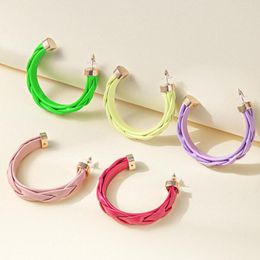 Hoop Earrings Elegant Big Circle For Women Girl 2023 Trendy Luxury Design Leather Party Statement Round Jewelry Ear Accessories