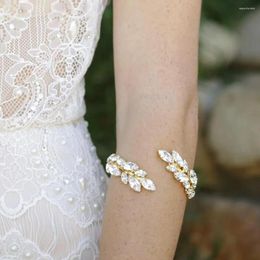 Bangle Stonefans Fashion Zircon Leaf Arm Chain Women Jewelry Cuffs Valentines Day Bracelet Accessoires Charms Luxury Gift