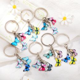 Keychains Style Colourful Enamel Butterfly Keychain Insects Car Key Women Bag Charm Cell Phone Pendant Accessories Jewellery Gifts