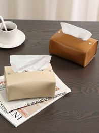 Tissue Boxes Napkins Leather Tissue Box Living Room Advanced Sense Leather Highgrade Light Luxury Pumping Paper Box Nordic Simplicity Z0505