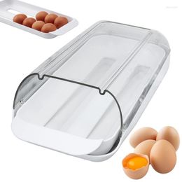 Storage Bottles Rolling Egg Holder Dispenser Removable Inner Tray Automatically Space Saving Stackable Fridge Kitchen