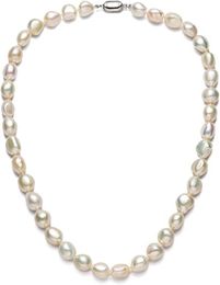 Beaded Necklaces Baroque Pearl Necklace for Women 9-10mm AA Quality Freshwater Cultured Pearl Strand Necklace with Sterling Silver Clasp 230506