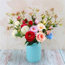 Decorative Flowers 6pcs/lot Simulation French Romantic Tea Rose Silk Happy Home Decoration Fake Wedding Scene Layout Valentine's Day