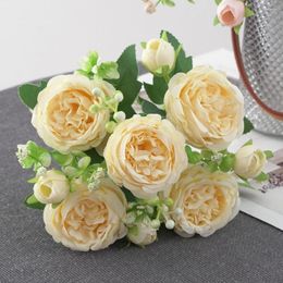 Decorative Flowers 1 Branch Eye-catching Simulation Peony Long Lasting Artificial No Need To Water Real Touch Faux Flower Decoration