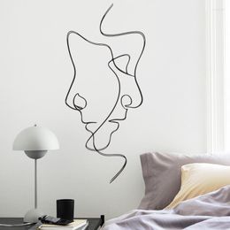 Wall Stickers INS Fashion One Line Drawing Decal Abstract Couple Art Boho Modern Minimalist Sticker Romantic Bedroom Decor W13