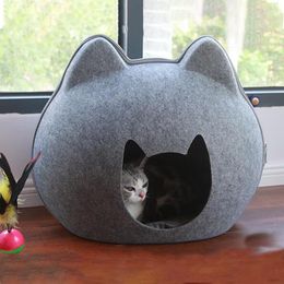 Mats Detachable Cat Bed House Zipper Felt Breathable Cat Bed Cave with Cushion Pet Sleeping Bag For Kitten Basket Cats Accessories