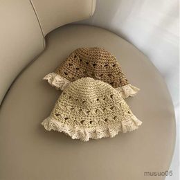 Caps Hats Baby Girls Lace Straw Hat Princess Kids Bucket Hat Newborn Baby Accessories Summer Baby Sun Hat Fisherman Beach Caps 2-5Y