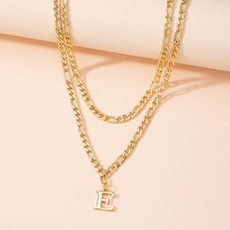 Pendant Necklaces Vintage Simples Luxury Double Layer Letter E Necklace For Women Graceful Gold Colour Party Jewellery Accessories Gift